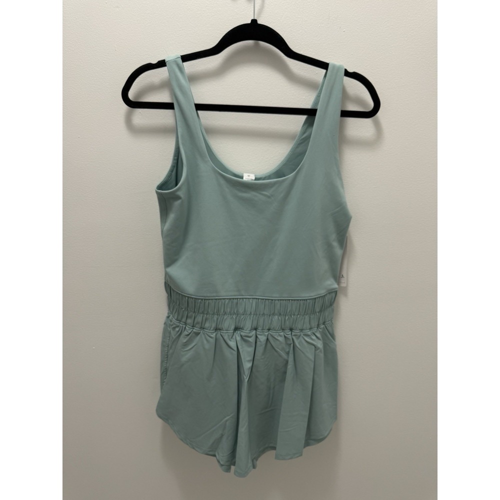 Yogalicious Lux Pati Romper Aquifer Blue Athletic Lounge Romper – Size L – NWT